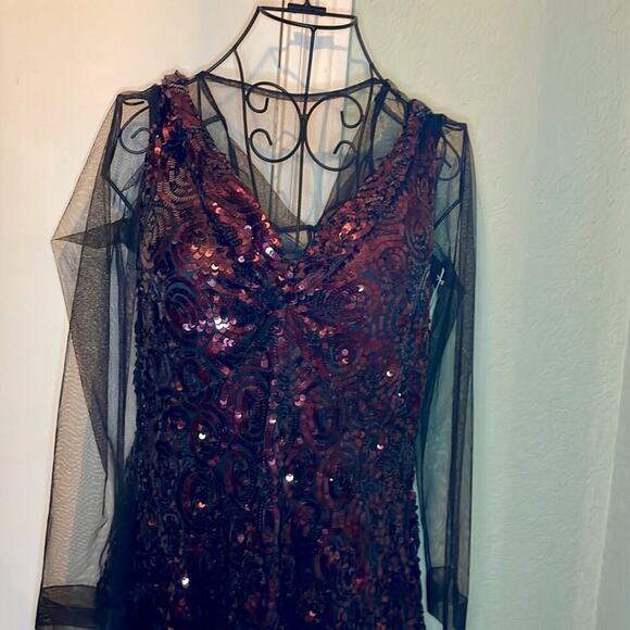 Dries Van Noten Carti black net mesh purple sequins layered top - Picture 2 of 12